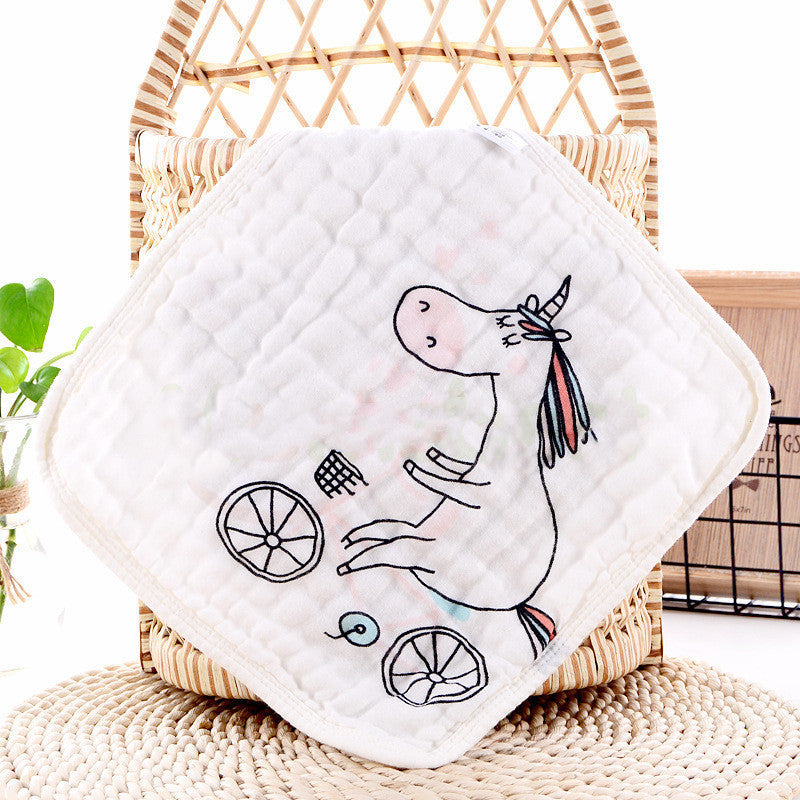 KTX-172115 Six-Layer Pure Cotton Gauze Towels for Infants and Children - Animal Series (Pack of 5) 30x30cm