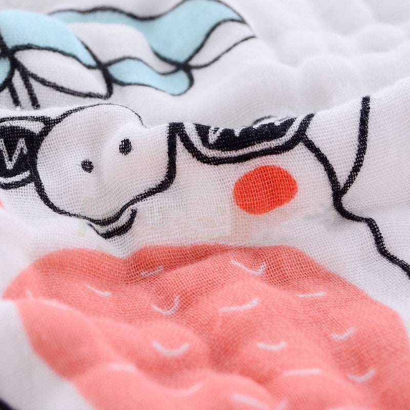 KTX-172115 Six-Layer Pure Cotton Gauze Towels for Infants and Children - Animal Series (Pack of 5) 30x30cm