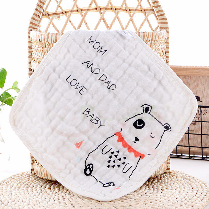 KTX-172115 Six-Layer Pure Cotton Gauze Towels for Infants and Children - Animal Series (Pack of 5) 30x30cm