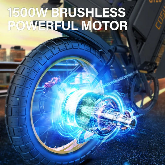 KTX-172243 Electric Mountain Bike with 25Ah Battery, 20-Inch Fat Tires, 7-Speed Gears, and Hydraulic Disc Brakes