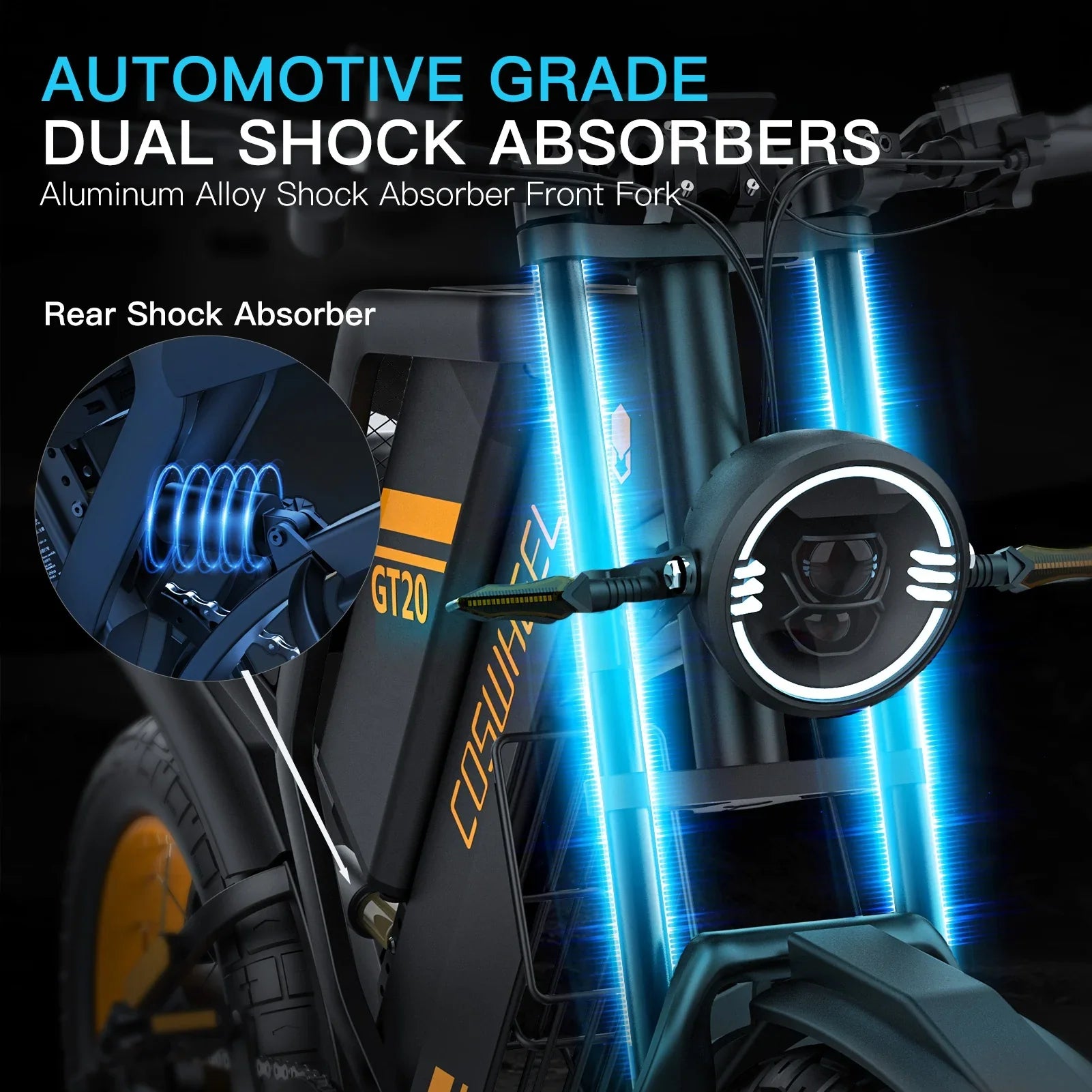 KTX-172243 Electric Mountain Bike with 25Ah Battery, 20-Inch Fat Tires, 7-Speed Gears, and Hydraulic Disc Brakes