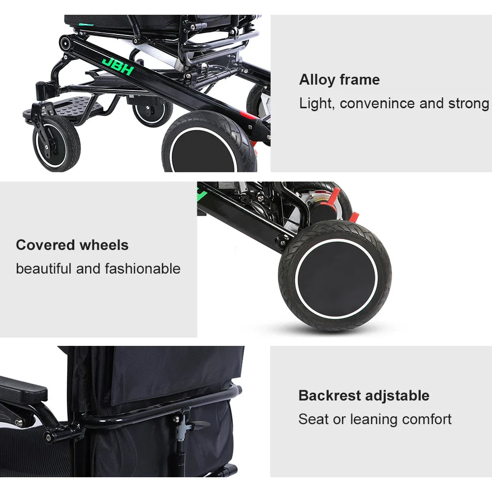 KTX-172563 Lightweight Foldable Travel Wheelchair with Lithium Battery and 120 kg Capacity