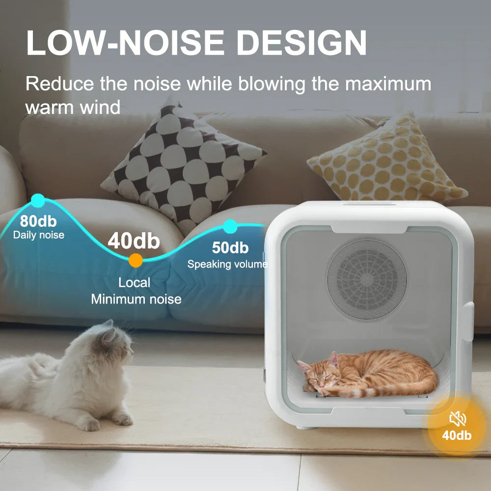 KTX-172947 Automatic Low Noise Pet Hair Dryer for Dogs and Cats - White, 110-240V, 43x47x47CM