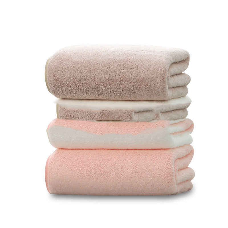 KTX-173267 Thick Coral Fleece Bath Towel 70x140 cm - Soft, Absorbent, Ideal for Drying Hair