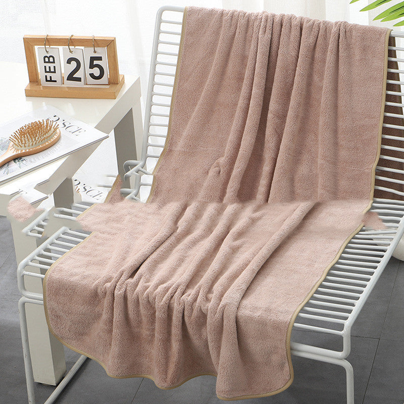KTX-173267 Thick Coral Fleece Bath Towel 70x140 cm - Soft, Absorbent, Ideal for Drying Hair