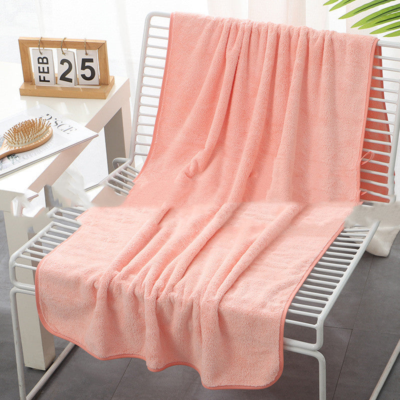 KTX-173267 Thick Coral Fleece Bath Towel 70x140 cm - Soft, Absorbent, Ideal for Drying Hair