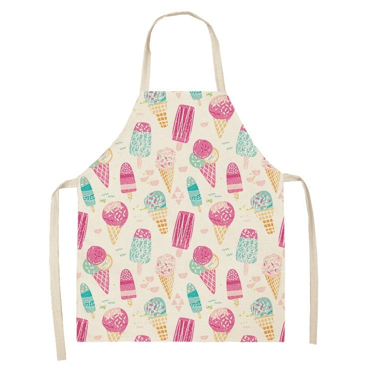 KTX-173523 Creative Ice Cream Printed Oil and Stain Proof Apron - Modern Linen Design
