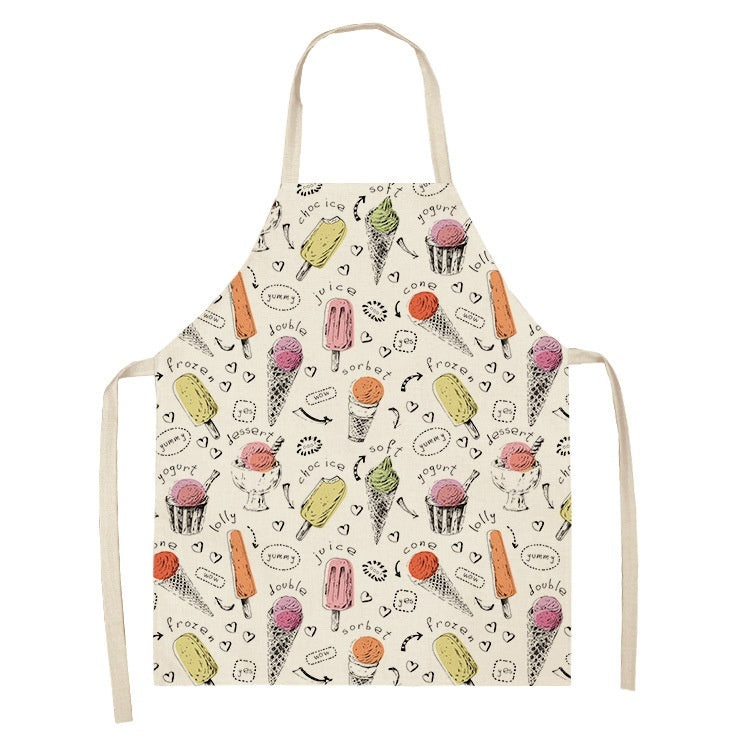 KTX-173523 Creative Ice Cream Printed Oil and Stain Proof Apron - Modern Linen Design