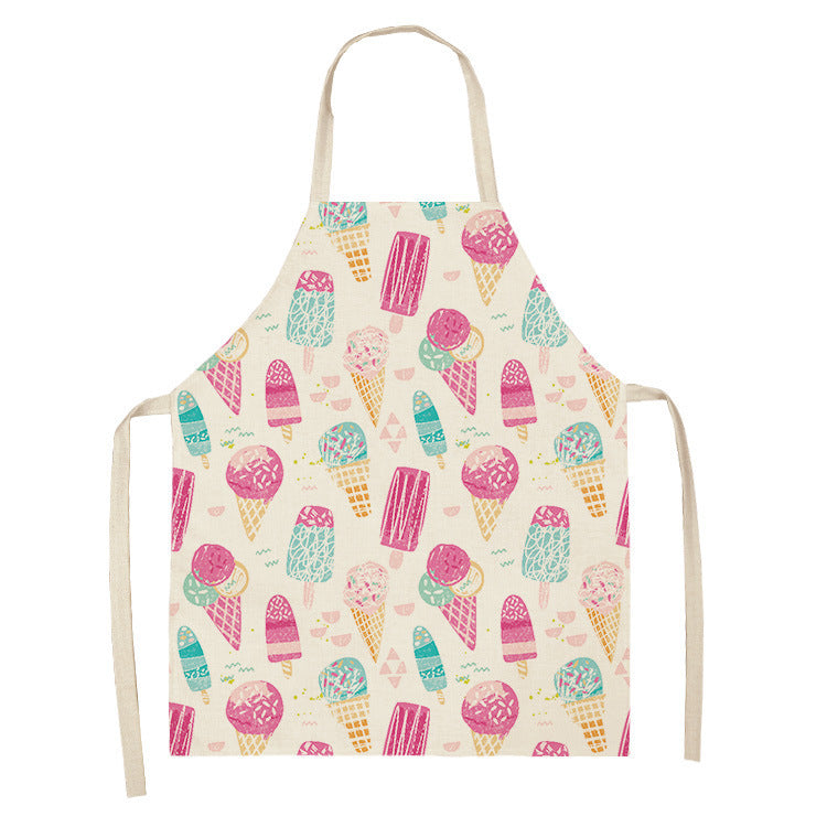 KTX-173523 Creative Ice Cream Printed Oil and Stain Proof Apron - Modern Linen Design