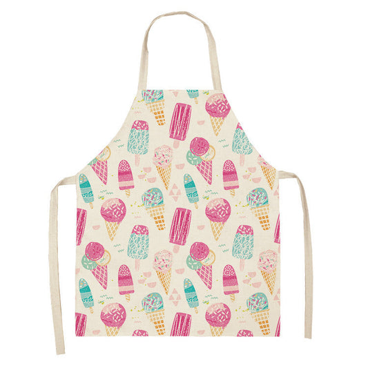 KTX-173523 Creative Ice Cream Printed Oil and Stain Proof Apron - Modern Linen Design