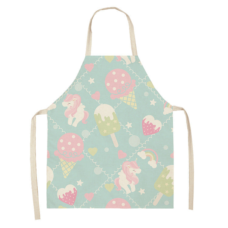 KTX-173523 Creative Ice Cream Printed Oil and Stain Proof Apron - Modern Linen Design
