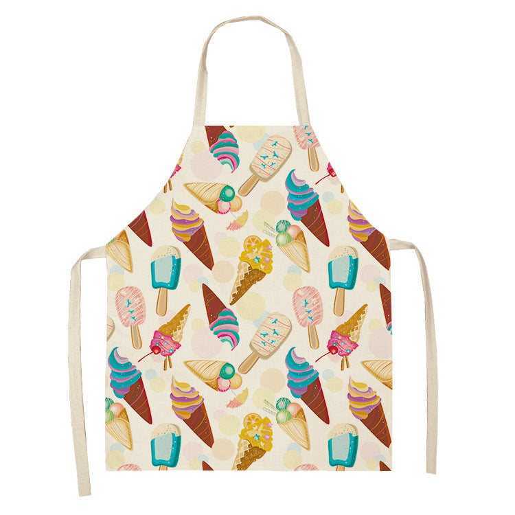 KTX-173523 Creative Ice Cream Printed Oil and Stain Proof Apron - Modern Linen Design