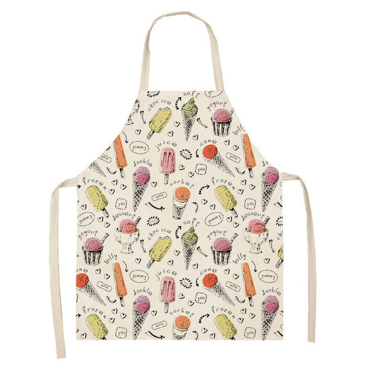 KTX-173523 Creative Ice Cream Printed Oil and Stain Proof Apron - Modern Linen Design