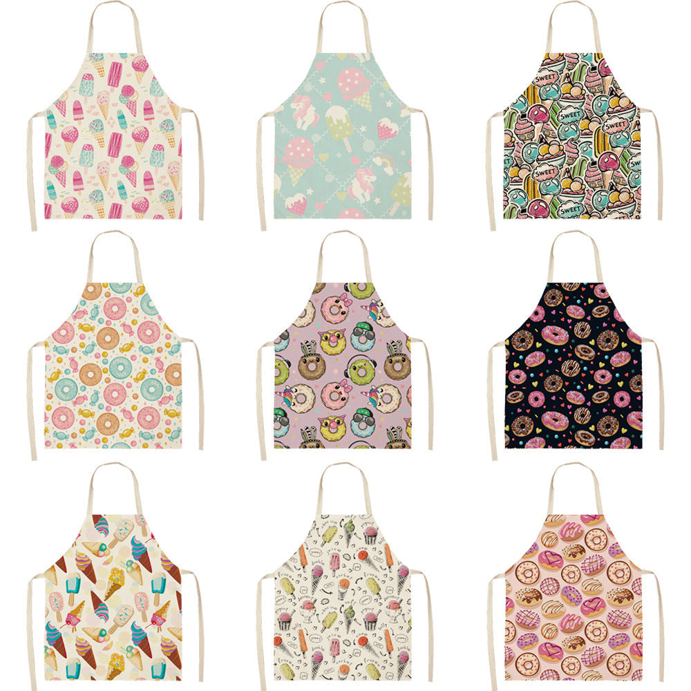 KTX-173523 Creative Ice Cream Printed Oil and Stain Proof Apron - Modern Linen Design