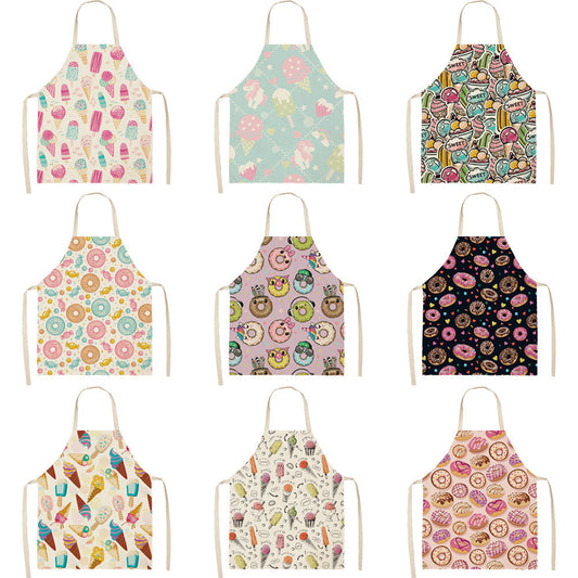 KTX-173523 Creative Ice Cream Printed Oil and Stain Proof Apron - Modern Linen Design