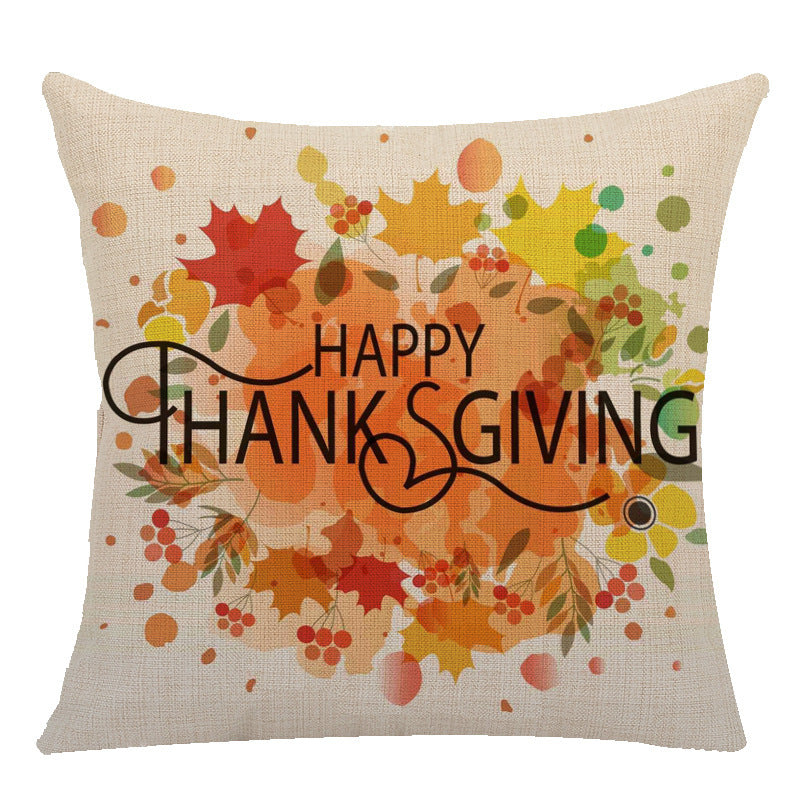 KTX-173523 Maple Leaf Pattern Linen Throw Pillow Cushion Cover