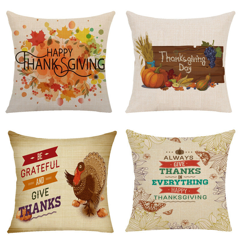 KTX-173523 Maple Leaf Pattern Linen Throw Pillow Cushion Cover