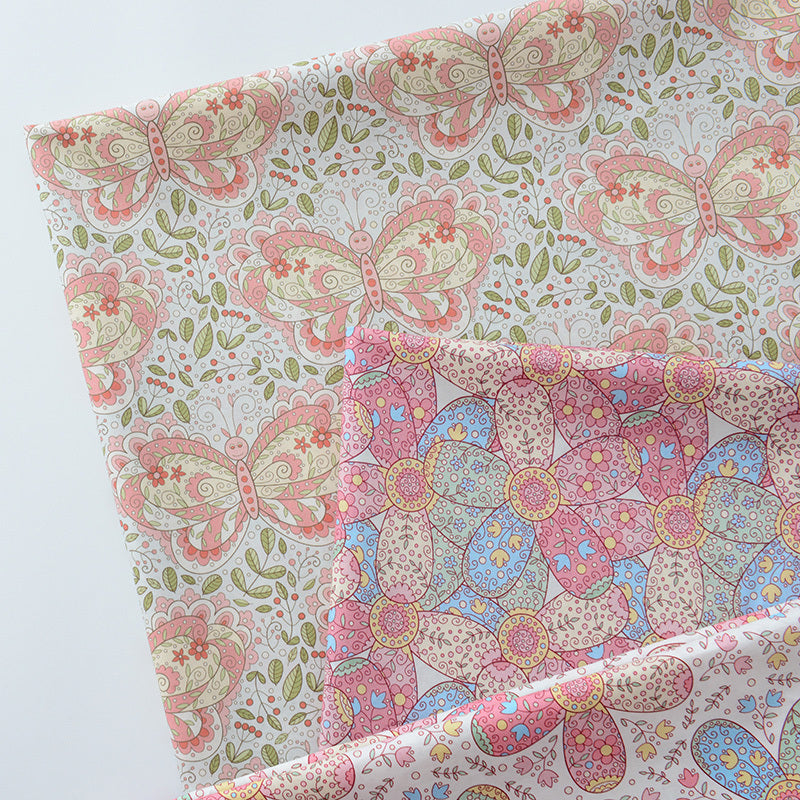 KTX-174675 Cotton Digital Printed Summer Fabric with Floral and Plant Designs, Soft and Lightweight, 50x140cm