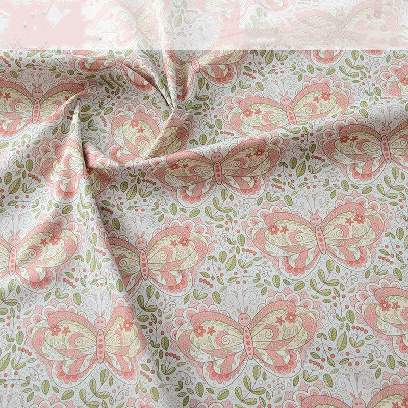 KTX-174675 Cotton Digital Printed Summer Fabric with Floral and Plant Designs, Soft and Lightweight, 50x140cm