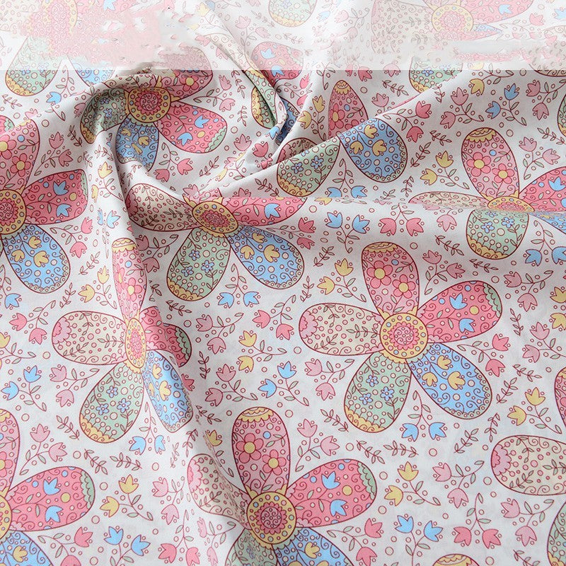 KTX-174675 Cotton Digital Printed Summer Fabric with Floral and Plant Designs, Soft and Lightweight, 50x140cm