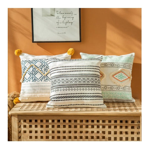 KTX-174675 Cotton Thread Printed Bohemian Cushion - Soft, Durable 3D Fiber Pillow, 45x45cm