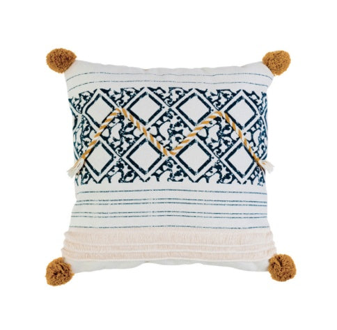 KTX-174675 Cotton Thread Printed Bohemian Cushion - Soft, Durable 3D Fiber Pillow, 45x45cm