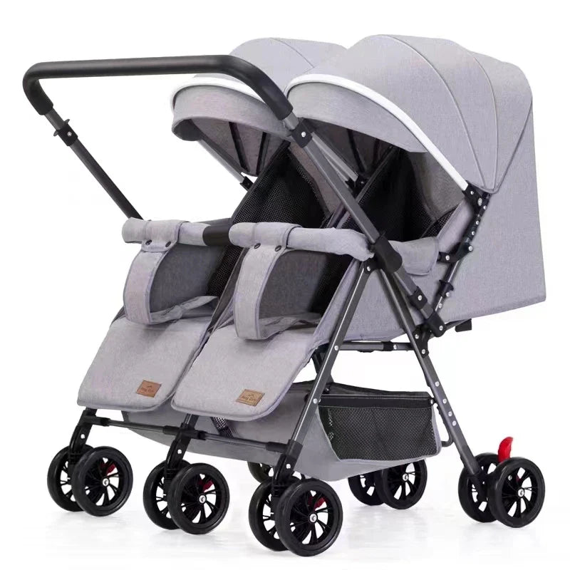 KTX-175187 Twin Baby Stroller with Be-Directional Seats - Foldable Push Chair for Newborns