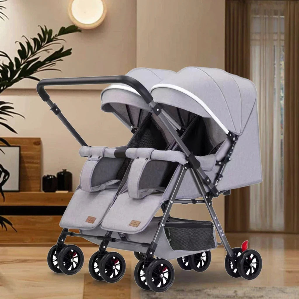 KTX-175187 Twin Baby Stroller with Be-Directional Seats - Foldable Push Chair for Newborns
