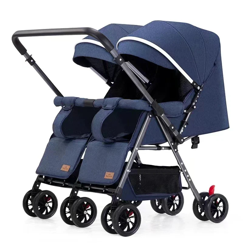 KTX-175187 Twin Baby Stroller with Be-Directional Seats - Foldable Push Chair for Newborns