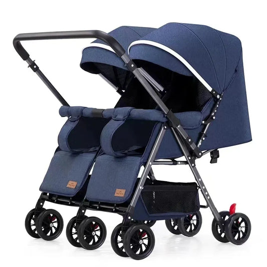 KTX-175187 Twin Baby Stroller with Be-Directional Seats - Foldable Push Chair for Newborns