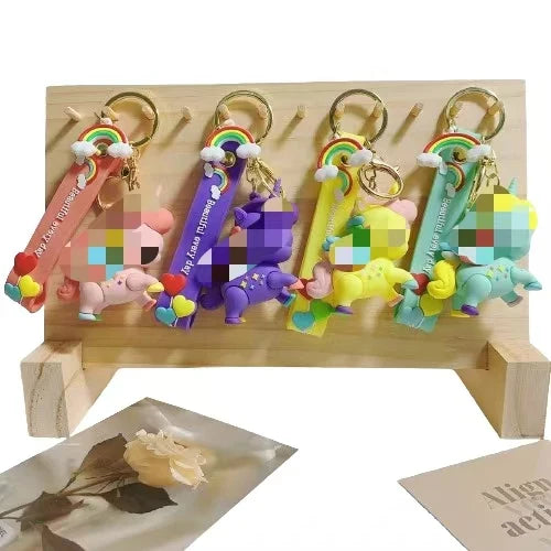 KTX-175827 Cute 3D Soft PVC Cartoon Horse Keychain for Bags - Unisex Key Ring Pendant