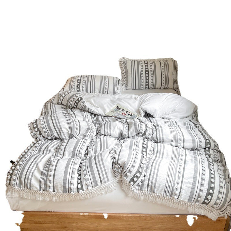 KTX-176147 Bohemian Cotton Quilt Set - 4-Piece Ins Wind Stereo Style for 1.5m, 1.8m, and 2.0m Beds