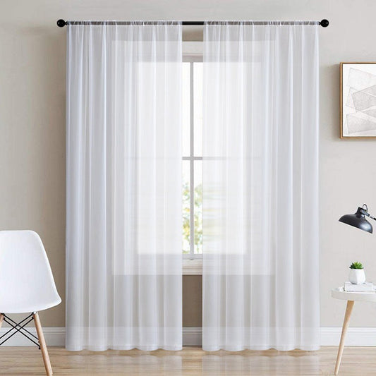 KTX-176851 Modern Thin Window Gauze Curtain - Light-Filtering Vertical Design, Multiple Sizes Available