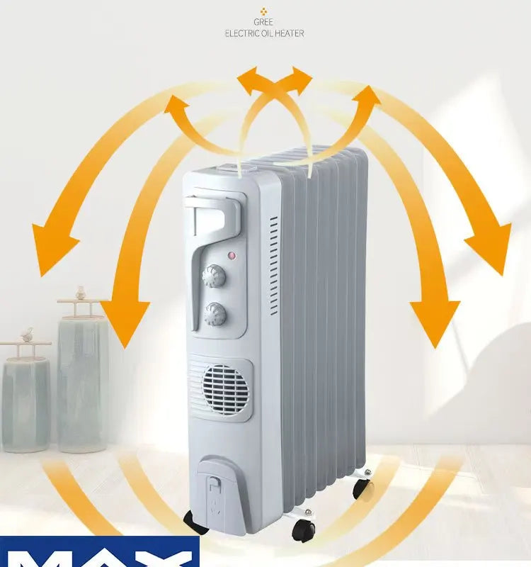 KTX-176915 Adjustable Oil-Filled Radiator Heater with Overheat and Tip-Over Protection - Freestanding, 1500W/2000W/2500W Options