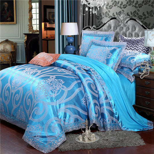 KTX-176979 Tencel Modal Satin Jacquard Bedding Set - 4-Piece Romantic Lace Collection