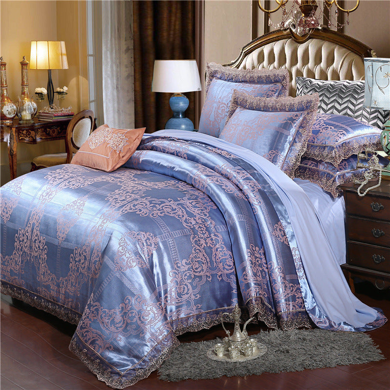 KTX-176979 Tencel Modal Satin Jacquard Bedding Set - 4-Piece Romantic Lace Collection