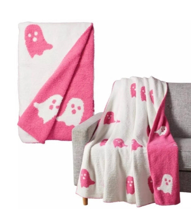 KTX-178067 Half Velvet Geometric Pattern Ghost Blanket - Available in Multiple Sizes and Colors
