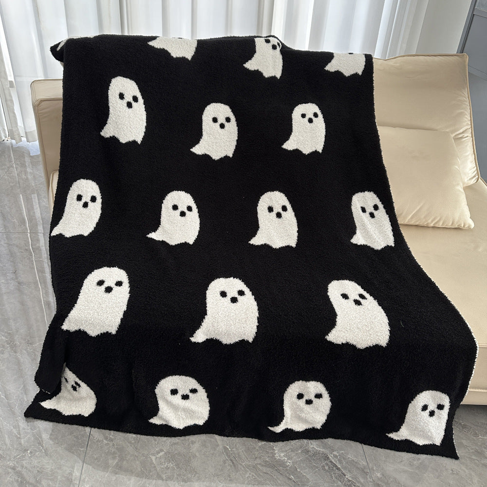 KTX-178067 Half Velvet Geometric Pattern Ghost Blanket - Available in Multiple Sizes and Colors