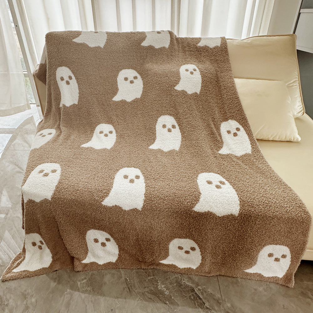 KTX-178067 Half Velvet Geometric Pattern Ghost Blanket - Available in Multiple Sizes and Colors