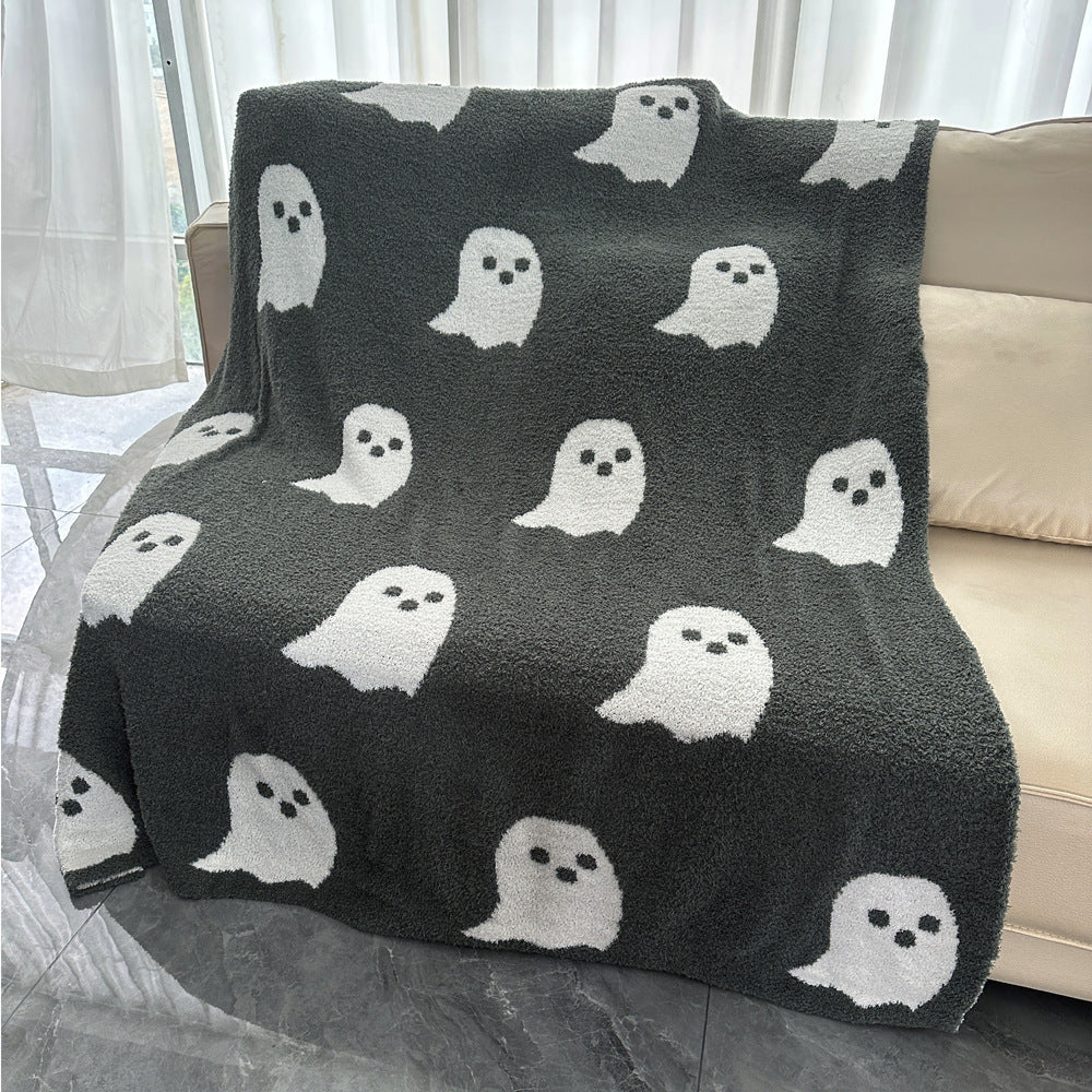 KTX-178067 Half Velvet Geometric Pattern Ghost Blanket - Available in Multiple Sizes and Colors