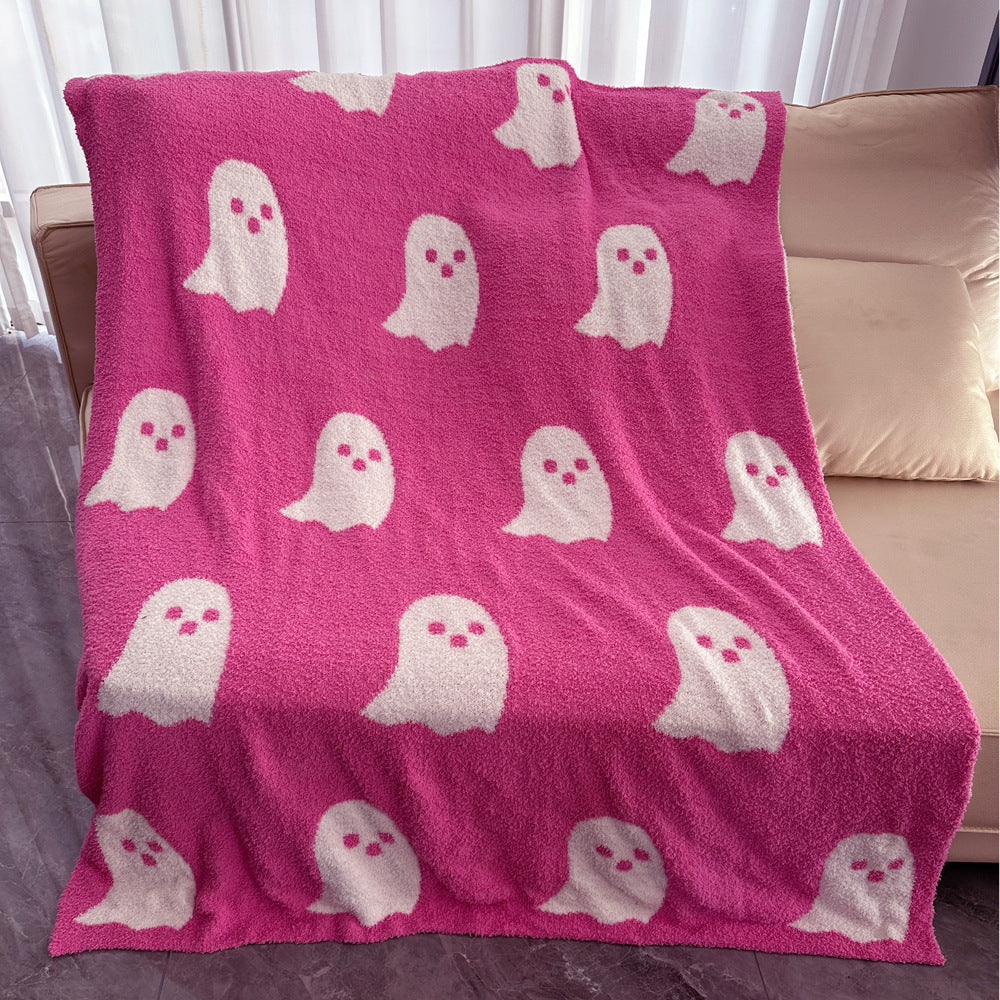KTX-178067 Half Velvet Geometric Pattern Ghost Blanket - Available in Multiple Sizes and Colors