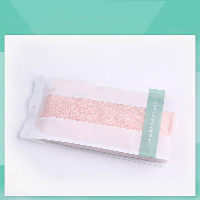 KTX-179027 Light Pink and Green Cotton Face Wash Towel - Soft and Absorbent, 70x30cm