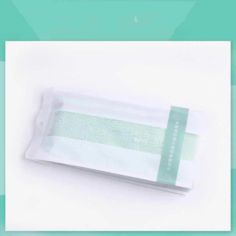 KTX-179027 Light Pink and Green Cotton Face Wash Towel - Soft and Absorbent, 70x30cm