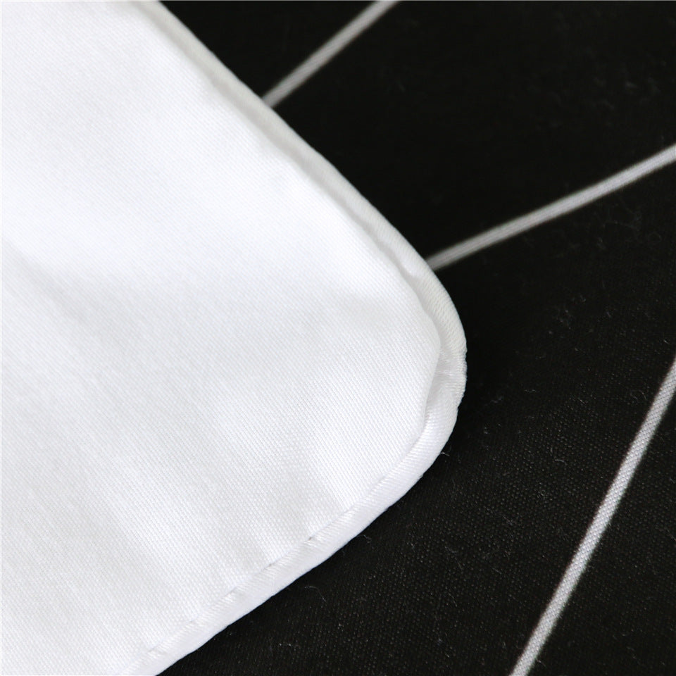KTX-179219 Three-Piece Black and White Printed Bed Linen Set with Duvet Cover