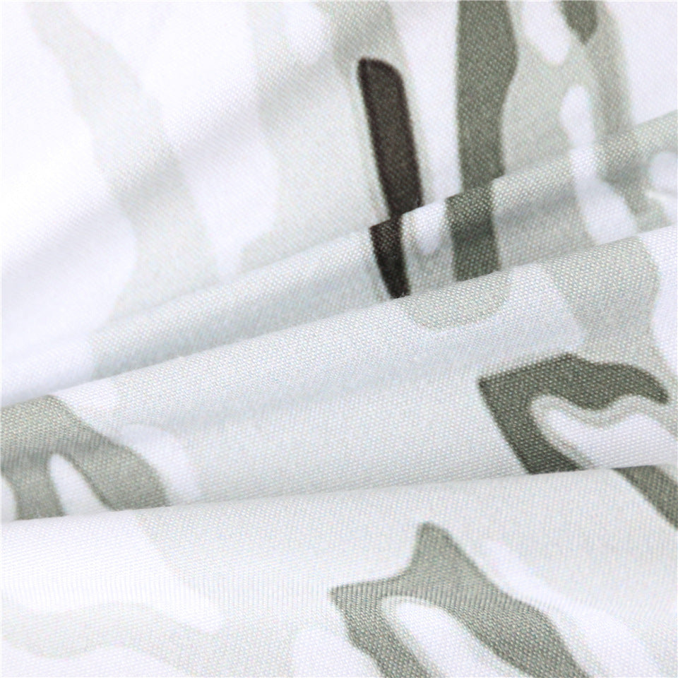 KTX-179219 Three-Piece Black and White Printed Bed Linen Set with Duvet Cover