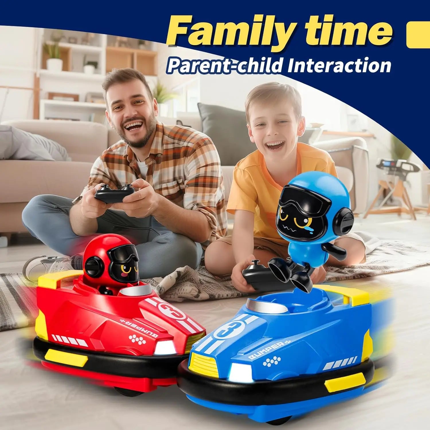 2 Pack Mini Remote Controlled Ejector Bumper Cars for Kids - Fun Indoor/Outdoor RC Vehicle Set
