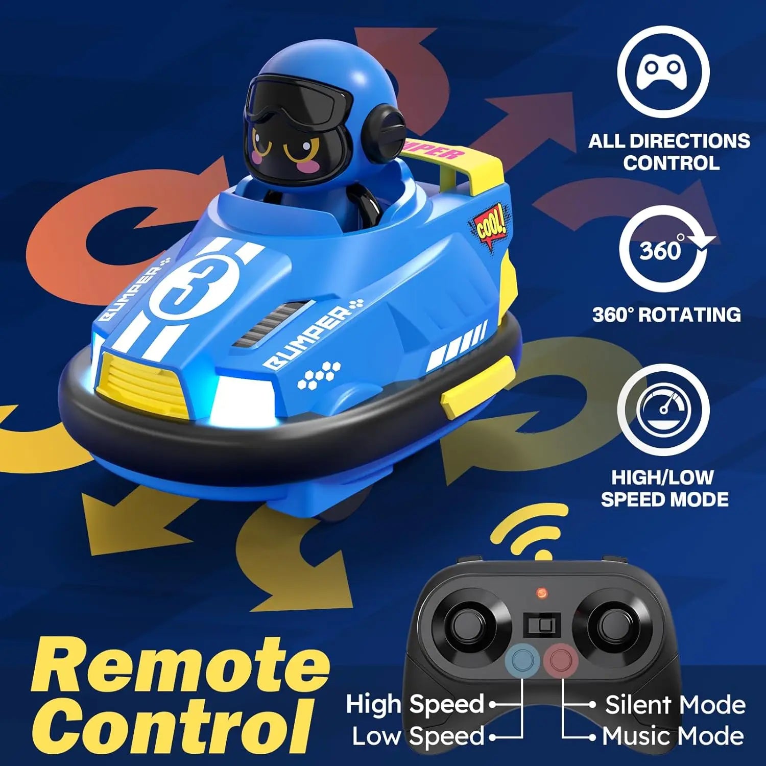 2 Pack Mini Remote Controlled Ejector Bumper Cars for Kids - Fun Indoor/Outdoor RC Vehicle Set