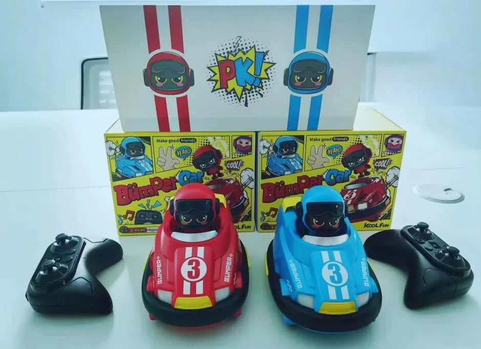 2 Pack Mini Remote Controlled Ejector Bumper Cars for Kids - Fun Indoor/Outdoor RC Vehicle Set