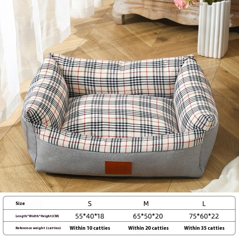 KTX-180883 Striped Open Nest Square Dog Kennel - Warm and Cozy Fabric - Multiple Sizes Available