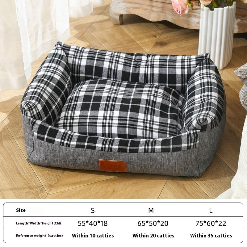 KTX-180883 Striped Open Nest Square Dog Kennel - Warm and Cozy Fabric - Multiple Sizes Available